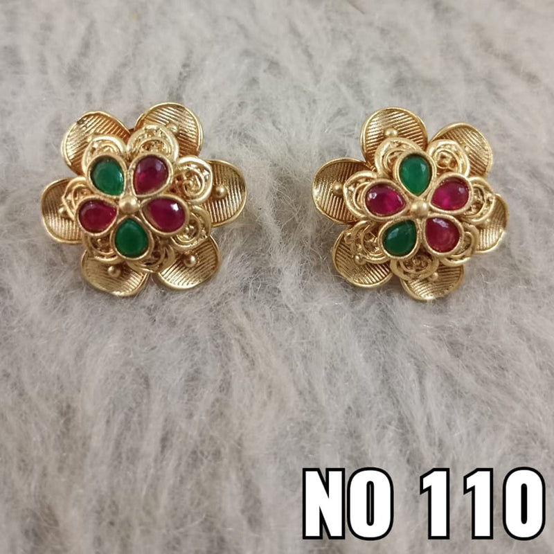 Buy Priyaasi Women American Diamond Kemp Stones Maroon Gold Plated Peacock Stud  Earrings Online at Best Price | Distacart