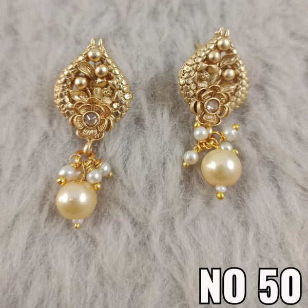 Star India Gold Plated Pota Stone Stud Earrings