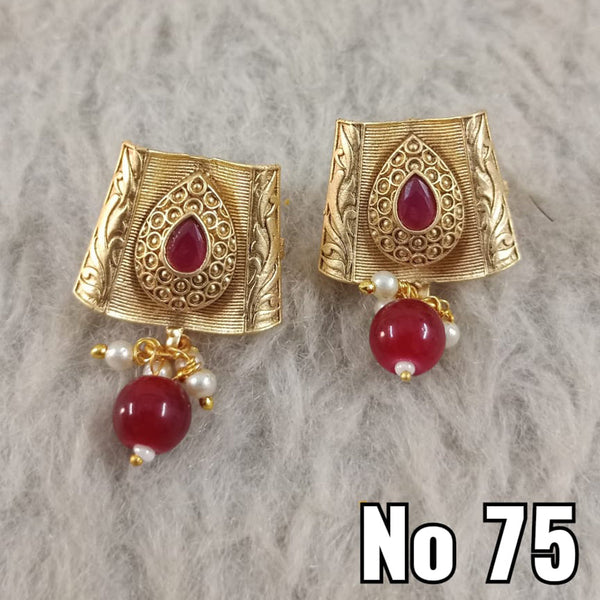 Star India Gold Plated Pota Stone Stud Earrings