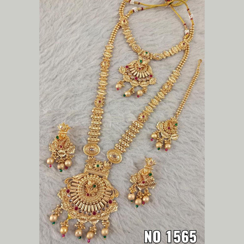 Star India Gold Plated Pota Stone Double Necklace Set