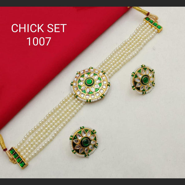 S.P Jewellery  Gold Plated Kundan Choker Necklace Set