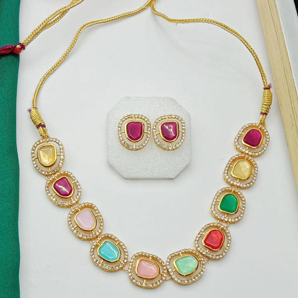S.P Jewellery Gold Plated Crystal Stone Choker Necklace Set