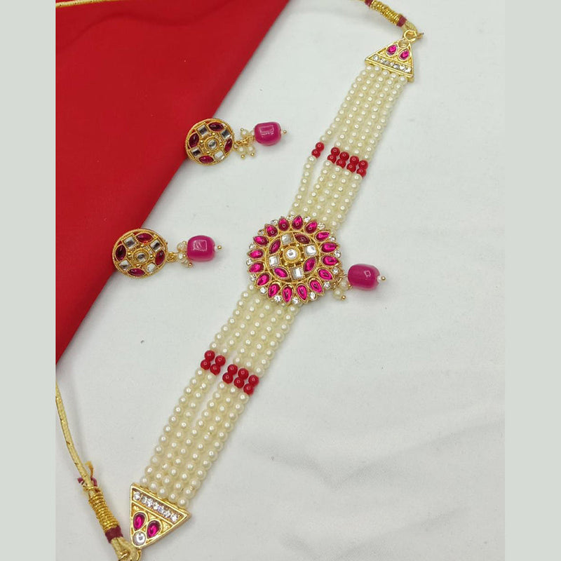 S.P Jewellery Gold Plated Pearl Choker Necklace Set