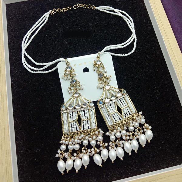 SP Jewellery  Gold Plated Kundan Dangler Earrings