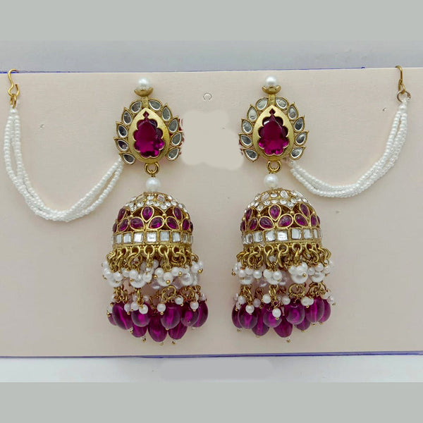 SP Jewellery Gold Plated Kundan Jhumki Earrings