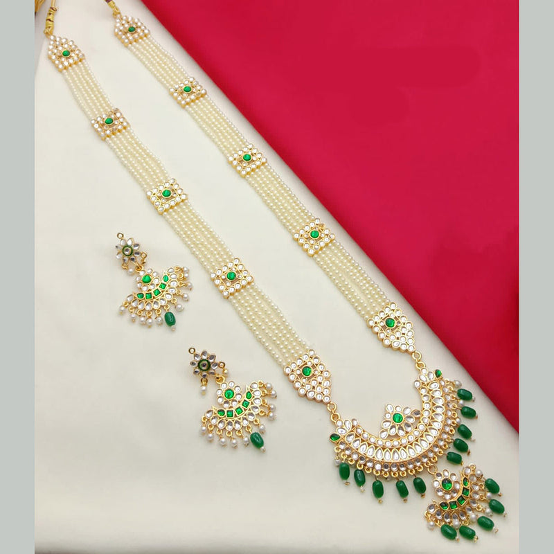SP Jewellery Gold Plated Kundan  Stone And Pearl  Long Necklace Set