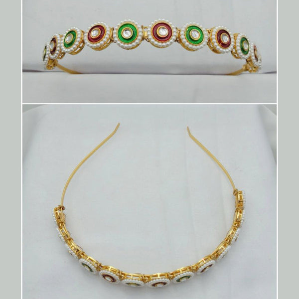 SP Jewellery Gold Plated Kundan And Pearl Sheeshphool Hairband