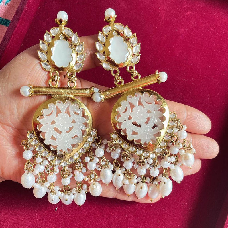 SP Jewellery Gold Plated Kundan Dangler Earrings