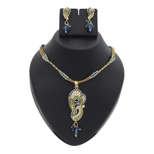 Kriaa Austrian Stone Gold Plated Pendant Set - 1200122