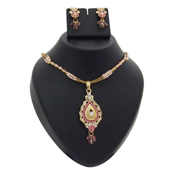 Kriaa Austrian Stone Gold Plated Pendant Set - 1200204