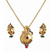 Soha Fashion Green Austrian Stone Gold Plated Pendant Set