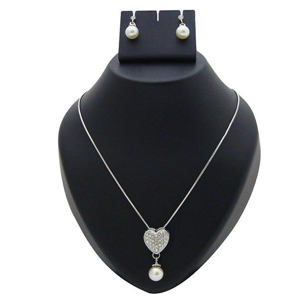 Kriaa Heart Shaped Austrian Stone Pendant Set - 1200630