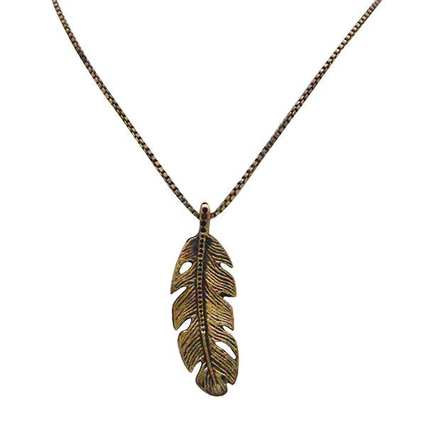 Urthn Gold Plated Feather Shape Chain Pendant - 1200713