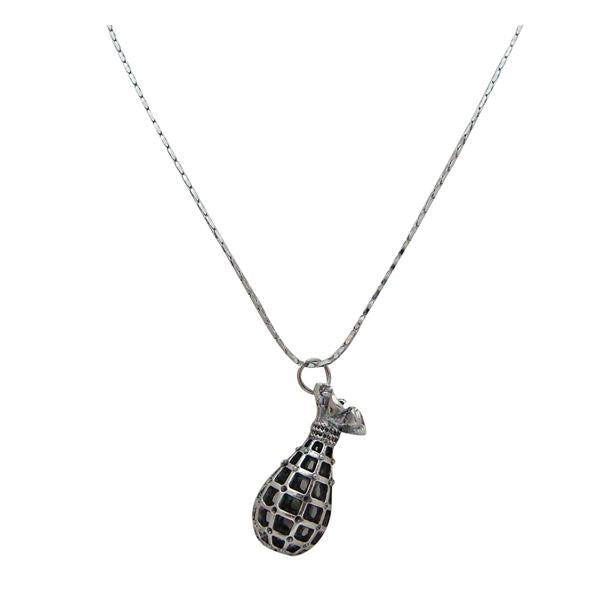 Urthn Black Pot Shape Rhodium Plated Chain Pendant - 1200716