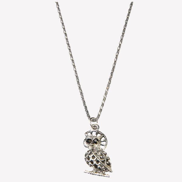 Urthn Rhodium Plated Owl Shape Chain Pendant - 1200719