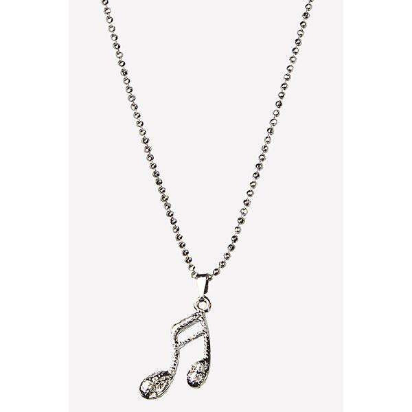 Urthn Musical Note Shape Silver Plated Chain Pendant - 1200747