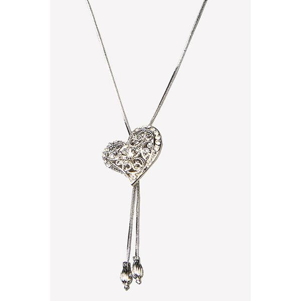 Urthn Austrian Stone Silver Plated Heart Shaped  Chain Pendant - 1200756