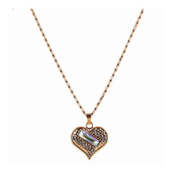 Urthn Austrian Stone Heart Shape Gold Plated Chain Pendant - 1200839