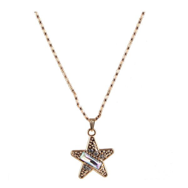 Urthn Austrian Stone Star Shape Gold Plated Chain Pendant - 1200840