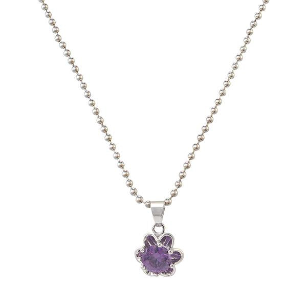 Kriaa Purple Austrian Stone Floral Shaped Chain Pendant - 1200901