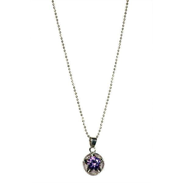 The99jewel Silver Plated Purple Austrian Stone Chain Pendant - 1200906