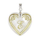 Regina E Alphabet Silver Plated Heart Shape Pendant
