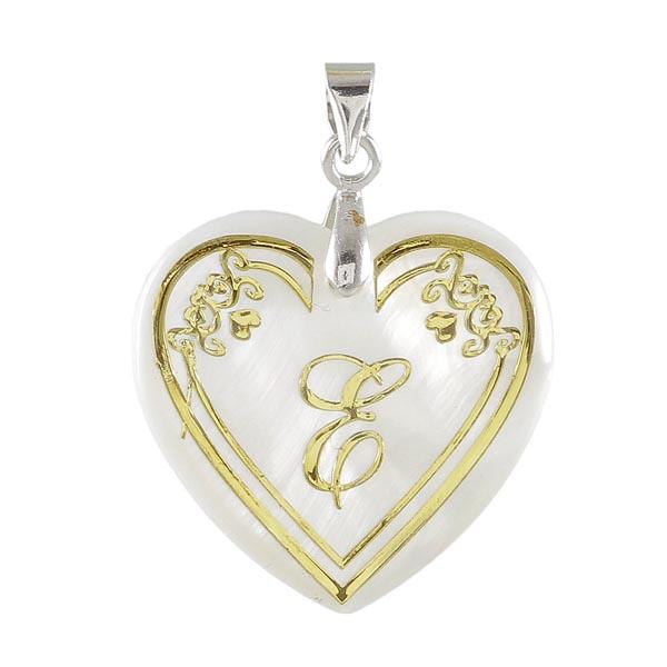 Regina E Alphabet Silver Plated Heart Shape Pendant