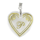 Regina Alphabet P" Heart Shaped Shell Pendant