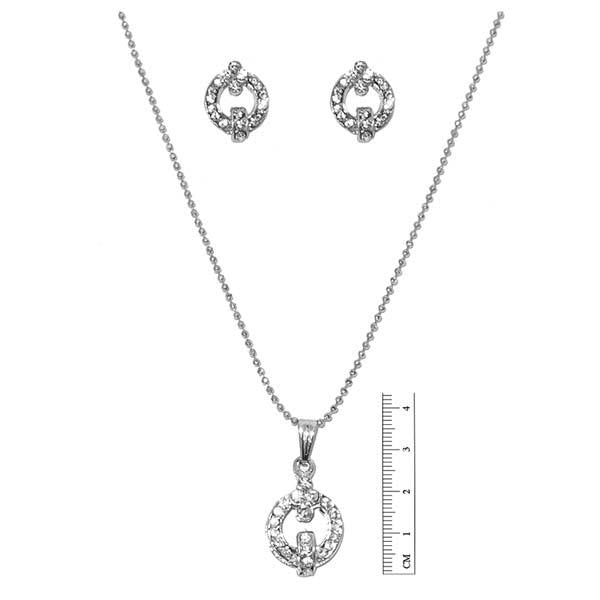 Regina Austrian Stone Pearl Silver Plated Pendant Set - 1201111