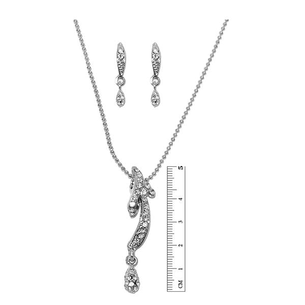 Tip Top Fashions Silver Plated Austrian Stone Pendant Set - 1201115