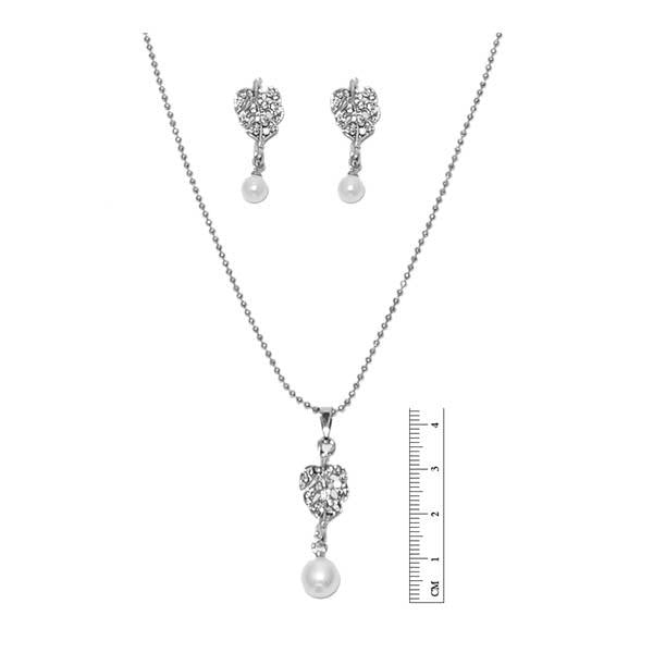 Tip Top Fashions Silver Plated Austrian Stone Pendant Set - 1201118