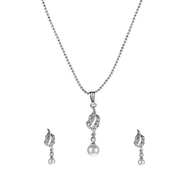 Regina Austrian Stone Pearl Drop Chain Pendant Set - 1201125