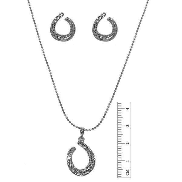 Tip Top Fashions Austrian Stone Rhodium Plated Pendant Set - 1201126