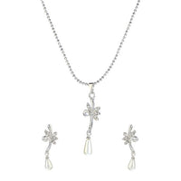 Regina Austrian Stone Pearl Drop Chain Pendant Set - 1201135