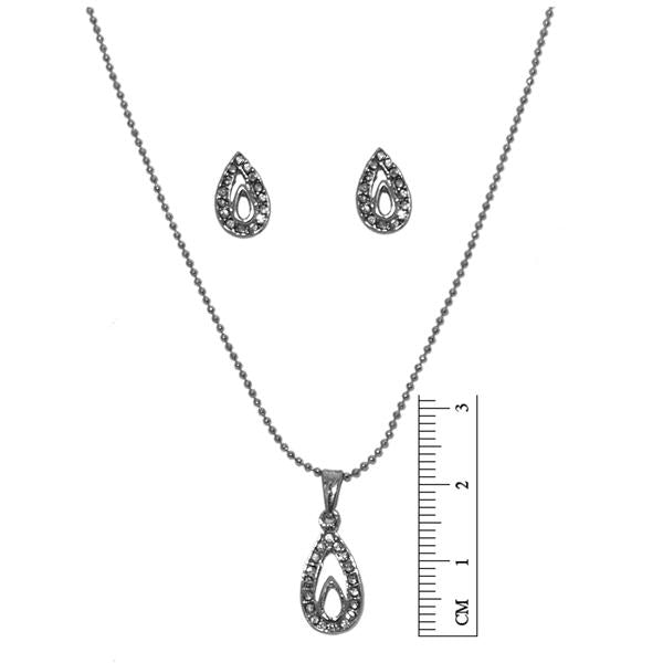 Tip Top Fashions Austrian Stone Rhodium Plated Pendant Set - 1201137