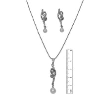 Tip Top Fashions Austrian Stone Pearl Rhodium Plated Pendant Set - 1201139