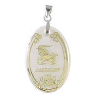 Tip Top Fashions Capricorn Zodiac Round Rhodium Plated Shell Pendant - 1201301