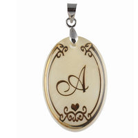 Regina Alphabet A" Round Shaped Shell Pendant