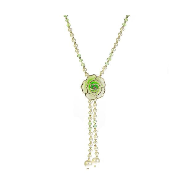 Urthn Green Floral Pearl Gold Plated Pendant - 1201601