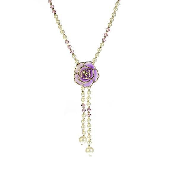 Urthn Purple Rose Pearl Fusion Necklace - 1201604