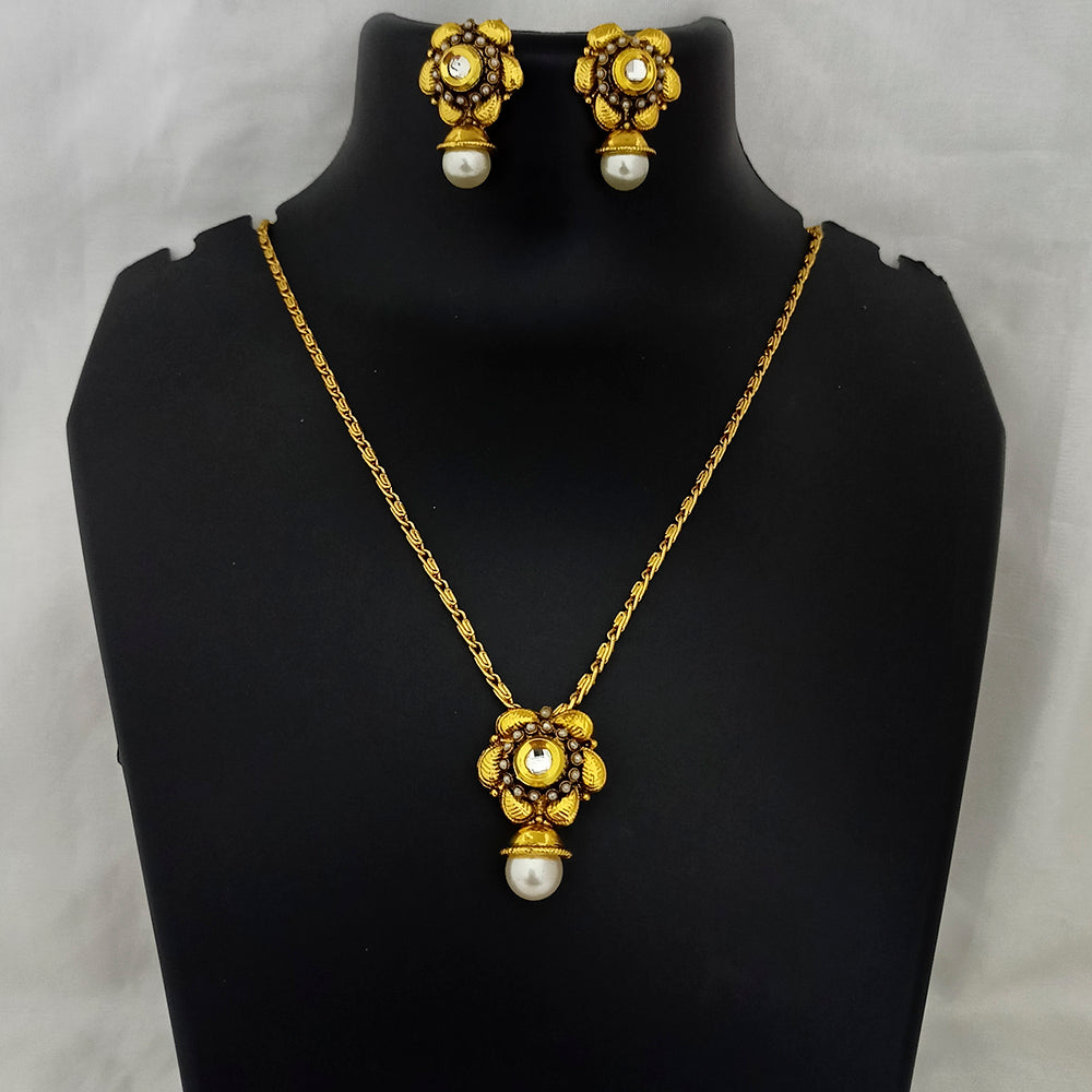 Kriaa Austrian Stone Gold Plated Pendant Set