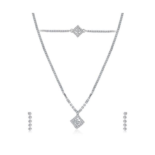 Kriaa Silver Plated Necklace Set With Bracelet - 1201904