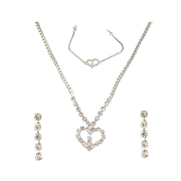 Kriaa Silver Plated Necklace Set With Bracelet