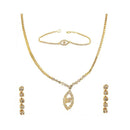 Kriaa Gold Plated Necklace Set With Bracelet - 1201911