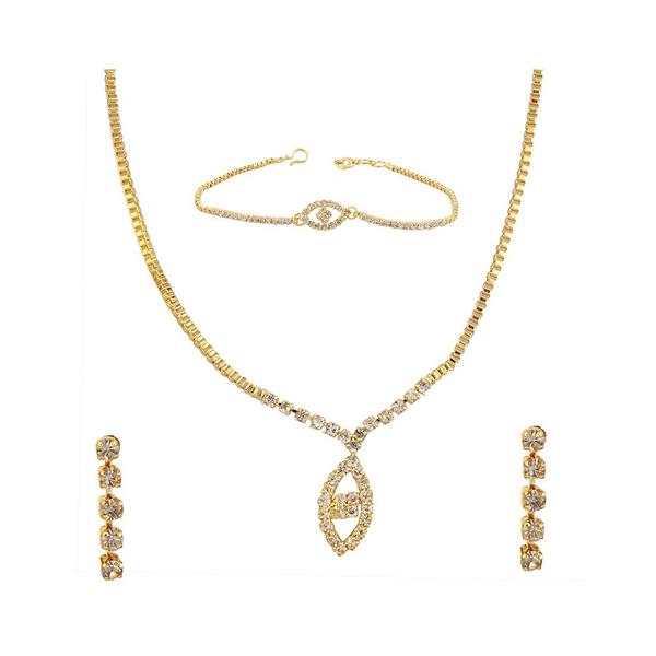 Kriaa Gold Plated Necklace Set With Bracelet - 1201911