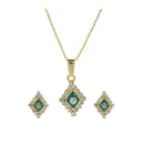 Kriaa Green Meenakari Austrian Stone Square Pendant Set