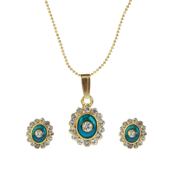 Kriaa Blue Meenakari Chain Pendant Set - 1202025