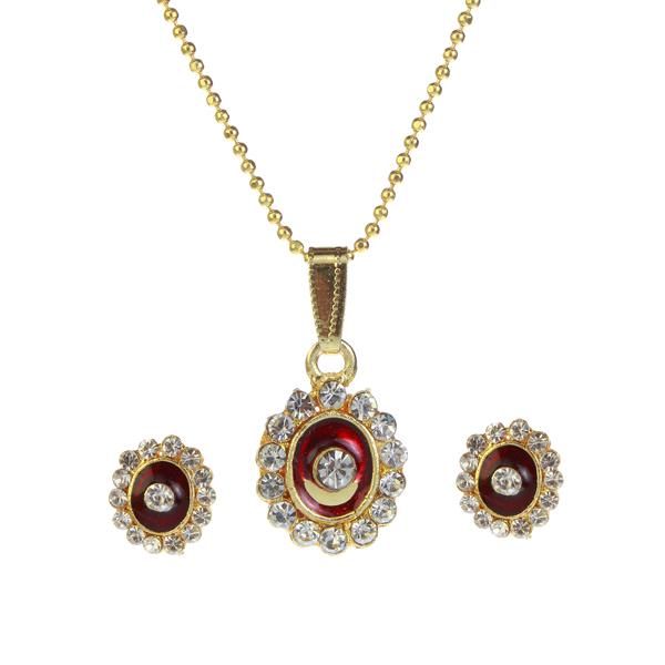 Kriaa Gold Plated Austrian Stone Pendant Set - 1202026