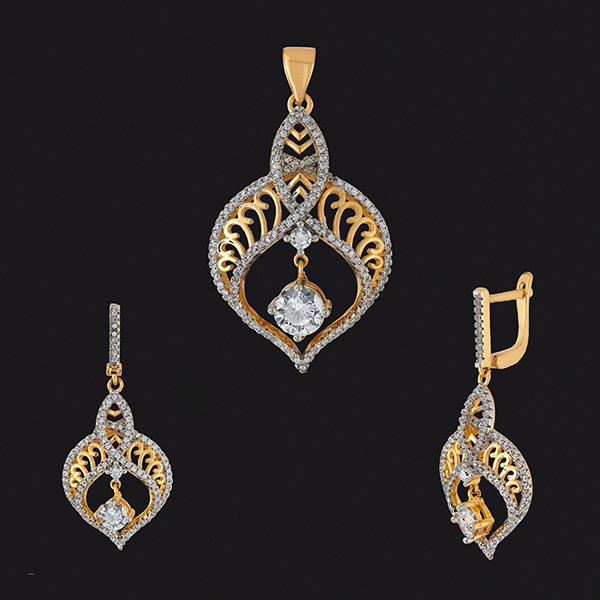 Kriaa AD Stone Gold Plated Pendant Set - 1202126