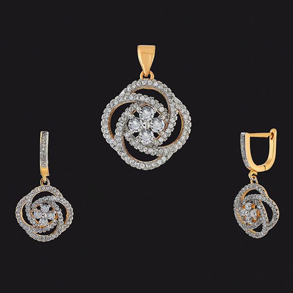 Kriaa AD Stone Gold Plated Pendant Set - 1202140